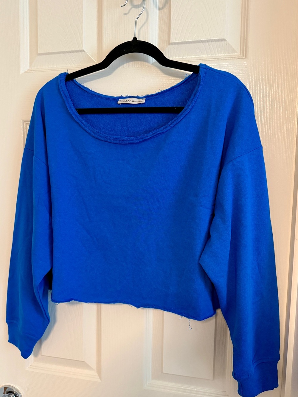 Zenana French Terry Boatneck Crop Top